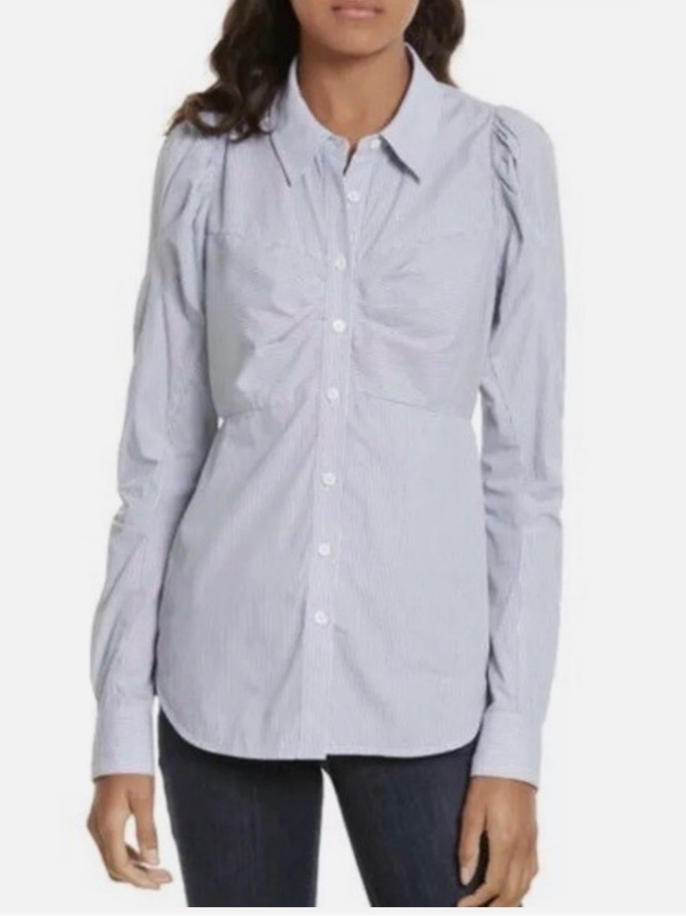 Veronica Beard Light Blue Pinstripe Button Down Dress Shirt - Size 4
